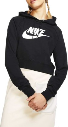 Picture of Nike Women's Sportswear Essential Cropped Hoodie (XL, Black/White)