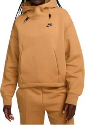 Picture of Nike Sportswear Tech Fleece Women's Oversized Hoodie (FV6322-224, Flax/Black) Size X-Small