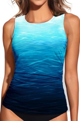 Picture of Tempt Me Women Tankini Top Only - High Neck Bathing Suit Tummy Control Swim Top 2025