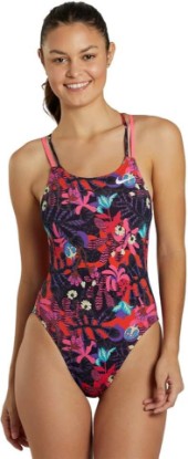 Picture of Nike Women's HydraStrong Multiple Print Spider Back One Piece Swimsuit Hyper Pink, 34