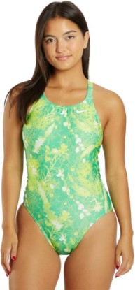 Picture of Nike Women's Hydrastrong Multi Print Fastback One Piece Swimsuit,Lime Glow, 30