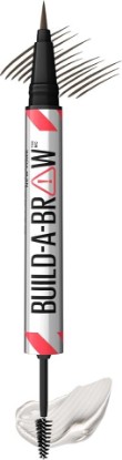 Picture of MAYBELLINE Build-A-Brow 2-in-1 Brow Pen and Sealing Eyebrow Gel, Eyebrow Makeup for Real-Looking, Fuller Brows, Black Brown, 1 Count