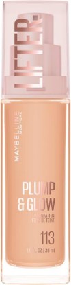 Picture of MAYBELLINE Lifter Plump & Glow Foundation, Liquid Foundation with 2% Niacinamide + Hyaluronic Acid, Plumping and Brightening Face Makeup, 113, 1 Count