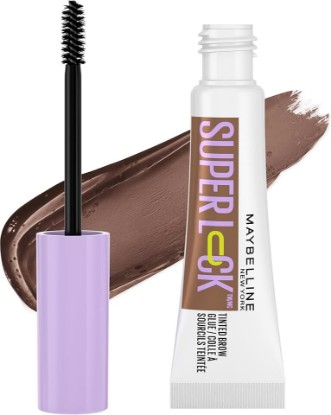 Picture of MAYBELLINE Super Lock Brow Glue Eyebrow Gel, Lightweight and Waterproof Tinted Brow Gel For Up To 24HR Hold, Medium Brown, 1 Count