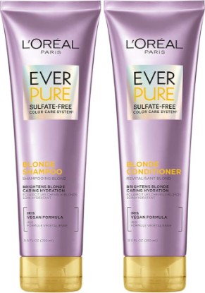 Picture of L'Oreal Paris Blonde Sulfate Free Shampoo and Conditioner for Color-Treated Hair, Neutralizes Brass + Balances, EverPure, 8.5 Fl Oz, Set of 2