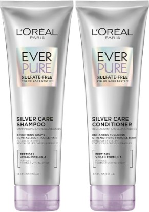 Picture of L'Oreal Paris EverPure Silver Care Sulfate Free Shampoo and Conditioner Set, Nourishing Vegan Formula with Peptides for Brightening Gray Hair, 1 Kit