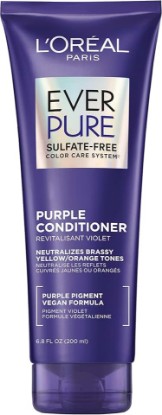 Picture of L’Oreal Paris Sulfate Free Brass Toning Purple Conditioner for Blonde, Bleached, Silver, or Brown Highlighted Hair, EverPure, 6.8 Fl Oz (Packaging May Vary)