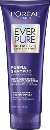 Picture of L’Oreal Paris Sulfate Free Brass Toning Purple Shampoo for Blonde, Bleached, Silver, or Brown Highlighted Hair, EverPure, 6.8 Fl Oz (Packaging May Vary)