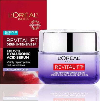 Picture of L'Oreal Paris Revitalift Moisturizer, Hyaluronic Acid Water Cream with Ceramides, Deeply Hydrating, Fragrance Free 1.7 oz + Serum Sample