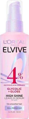 Picture of L'Oreal Paris Elvive Glycolic + Gloss High Shine Leave-In Hair Serum, Smooths Dull, Porous Hair Into High-Shine, Glossy Hair, 4.4 Fl Oz