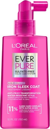 Picture of L'Oreal Paris Sulfate Free Iron Sleek Coat Hair Treatment, Provides Frizz Control and Humidity Protection, Semi-Permanent Smoothing Treatment, EverPure Hair Care, 5.1 fl oz