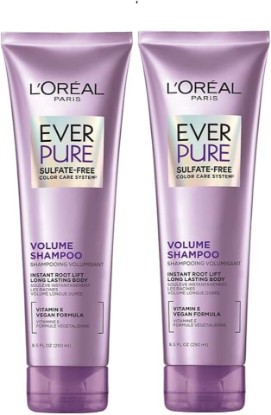 Picture of L'Oreal Paris EverPure Volume Sulfate Free Shampoo for Color-Treated Hair, Volume + Shine for Fine, Flat Hair, with Lotus Flower, 2 Count (8.5 Fl; Oz each) (Packaging May Vary)