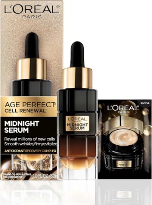 Picture of L'Oreal Paris Age Perfect Anti-Aging Midnight Face Serum, Reduce Wrinkles 1oz + Eye Cream Sample
