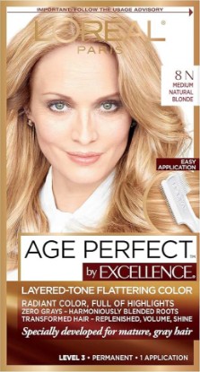 Picture of L'Oreal Paris Excellence Age Perfect Layered Tone Flattering Color, 8N Medium Natural Blonde Set (Packaging May Vary)