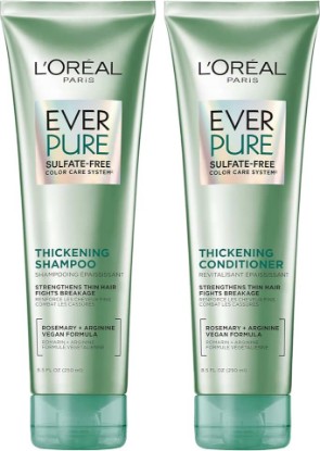 Picture of L'Oreal Paris Thickening Sulfate Free Shampoo and Conditioner, Thickens + Strengthens Thin, Fragile Hair, EverPure, 1 Hair Care Kit