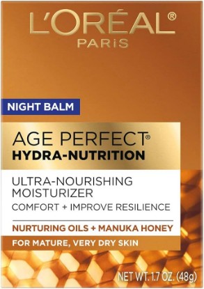 Picture of L'Oreal Paris Skincare Age Perfect Hydra Nutrition Ultra Nourishing Honey Night Balm, Face Moisturizer to Comfort, Improve Resilience on Dry Skin, Manuka Honey and Nurturing Oils, 1.7 oz.