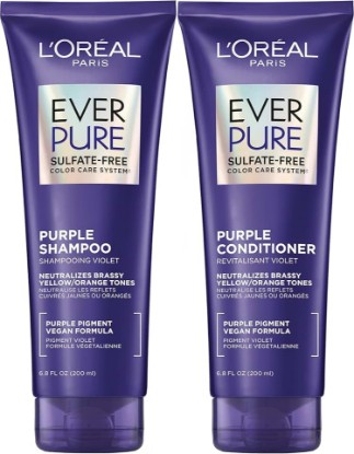 Picture of L’Oreal Paris EverPure Sulfate Free Brass Toning Purple Shampoo and Conditioner Set for Blonde, Bleached, Silver, or Brown Highlighted Hair, 1 Kit