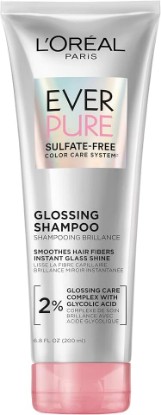 Picture of L'Oreal Paris Glossing Sulfate Free Shampoo with Glycolic Acid, Hair Care for Lasting Shine and Smoothness for Dull, Dry Hair, EverPure, 6.8 Fl Oz