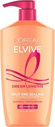 Picture of L'Oreal Paris Elvive Dream Lengths Super Detangling Conditioner With Fine Castor Oil and Vitamins B3 and B5 for Long, Damaged Hair, Instantly Detangles To Reduce Breakage With System, 28 Fl Ounce