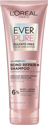 Picture of L'Oreal Paris Sulfate Free Bond Repair+ Shampoo, Hair Shampoo with Bond + Amino Acid Complex, Strengthens and Repairs Damaged or Color Treated Hair, EverPure, 6.8 Fl Oz (Packaging May Vary)