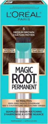 Picture of L'Oreal Paris Magic Root Rescue 10 Minute Root Hair Coloring Kit, Permanent Hair Color with Quick Precision Applicator, 100 percent Gray Coverage, 5 Medium Brown, 1 kit