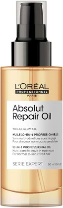 Picture of L'Oreal Professionnel Paris Absolut Repair 10-in-1 Oil - Nourishing Multi-Benefit Hair Oil For Dry & Damaged Hair, Repairs Damage Repair & Provides Shine