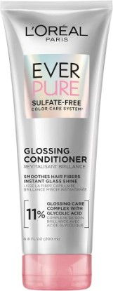 Picture of L'Oreal Paris Glossing Sulfate Free Conditioner with Glycolic Acid, Hair Care for Lasting Shine and Smoothness for Dull, Dry Hair, EverPure, 6.8 Fl Oz