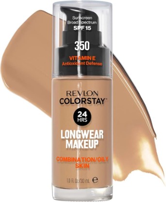 Picture of REVLON Liquid Foundation, ColorStay Face Makeup for Combination & Oily Skin, SPF 15, Medium-Full Coverage with Matte Finish, 350 Rich Tan, 1 fl oz