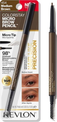 Picture of REVLON ColorStay Micro Eyebrow Pencil with Built In Spoolie Brush, Infused with Argan and Marula Oil, Waterproof, Smudgeproof, 454 Medium Brown, 0.003 oz