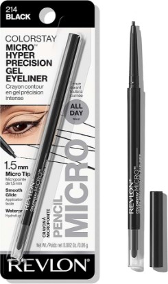 Picture of REVLON Gel Eyeliner, ColorStay Micro Hyper Precision Eye Makeup with Built-in Smudger, Waterproof, Longwearing with Micro Precision Tip, 214 Black, 0.002 oz
