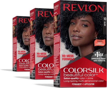 Picture of REVLON Colorsilk Beautiful Color Permanent Hair Color, (OLD VERSION) 10 Black (Pack of 3)