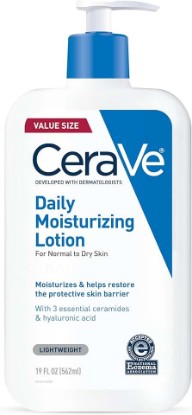 Picture of CeraVe Daily Moisturizing Lotion for Dry Skin, Body Lotion & Face Moisturizer with Hyaluronic Acid and Ceramides, Daily Moisturizer, Fragrance Free, Oil-Free, 19 Ounce [Amazon-developed Certification] Compact by Design