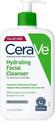 Picture of CeraVe Hydrating Facial Cleanser, Moisturizing Face Wash For Dry Skin, Hyaluronic Acid + Ceramides + Glycerin, Hydrating Cleanser For Normal To Dry Skin, National Eczema Association Certified