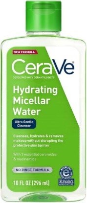 Picture of CeraVe Micellar Water, Hydrating Facial Cleanser & Eye Makeup Remover with Niacinamide, Ceramides & Glycerin, Fragrance-Free & Non-Irritating, 10 Fluid Ounces