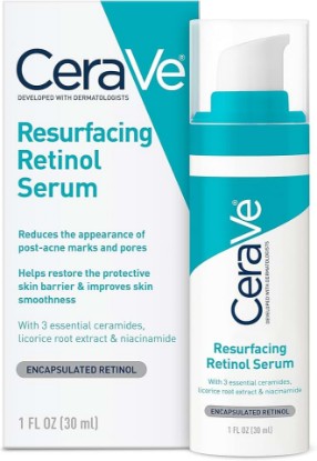 Picture of CeraVe Resurfacing Retinol Serum For Post Acne Marks, Formulated With Licorice Root Extract & Niacinamide, Brightening Serum & Pore Minimizer For Face, Post Acne Skin Barrier Repair, Non-Comedogenic