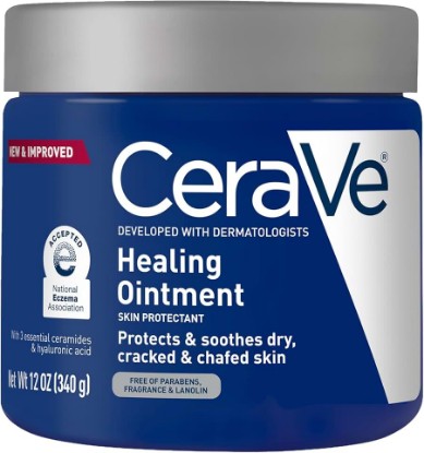 Picture of CeraVe Healing Ointment, Hydrating Skin Protectant With Petrolatum, Hyaluronic Acid & Ceramides, Face & Body Skin Barrier Repair For Cracked, Chafed, Dry Skin, Fragrance Free & Lanolin Free, 12 Oz