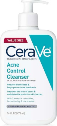 Picture of CeraVe Acne Control Cleanser, 2% Salicylic Acid Treatment Formulated With Niacinamide + Ceramides + Oil Absorbing Clay, Gentle Face Wash Helps Clear & Prevent Acne, Fragrance Free, 16 Ounce