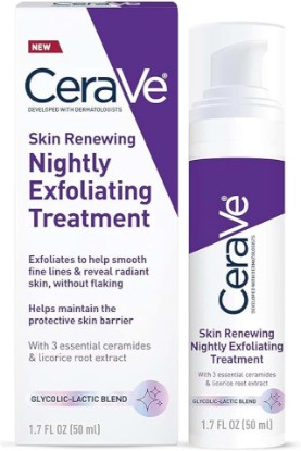 Picture of CeraVe Skin Renewing Nightly Exfoliating Treatment, Anti Aging Serum With 5% Blend Of Glycolic Acid & Lactic Acid, Wrinkles & Dark Spot Corrector For Face, Exfoliating Gel, 1.7 Oz