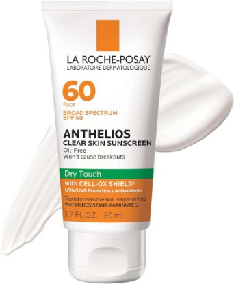 Picture of La Roche-Posay Anthelios Clear Skin Sunscreen Dry Touch SPF 60, Oil Free Sunscreen For Face, Oil Absorbing, Broad Spectrum SPF + Antioxidants, Non-Greasy, Oxybenzone Free, Travel Size