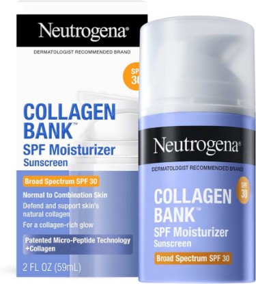 Picture of Neutrogena Collagen Bank Face Moisturizer, Broad Spectrum SPF 30 Anti-Aging Face & Neck Collagen Cream, Micro-Peptides, No White Cast 2 fl oz & Trial Size Hydro Boost Facial Cleanser, 0.5oz