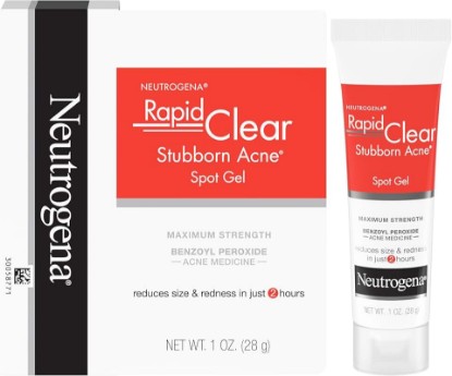 Picture of Neutrogena Rapid Clear Stubborn Acne Spot Treatment Gel, Maximum Strength 10% Benzoyl Per-oxide Treatment Medication for Acne Prone Skin, Pimple Cream Reduces Size & Redness, 1 oz