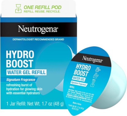 Picture of Neutrogena Hydro Boost Water Gel Face Moisturizer Refill Pod, Refill Pack of Hyaluronic Acid Moisturizer for a Refreshing Burst of Hydration & Dewy Skin, Signature Fragrance, 1.7 oz