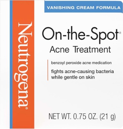 Picture of Neutrogena On-The-Spot Acne Spot Treatment Cream with 2.5% Benzoyl Peroxide, Gentle Face Blemish Medicine for Acne-Prone Skin, Vanishing Formula, Clinically Proven Day-1 Results, 0.75-Ounce Tube