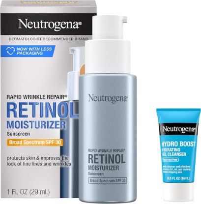 Picture of Neutrogena Rapid Wrinkle Repair Retinol Face Moisturizer with SPF 30, Daily Anti-Aging Face Cream, Retinol & Hyaluronic Acid & Trial Size Hydro Boost Facial Cleanser, 0.5 fl. oz