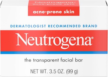 Picture of Neutrogena Facial Cleansing Bar for Acne-Prone Skin, Gentle Non-Medicated Daily Cleanser, Non-Comedogenic Transparent Soap with Glycerin, No Dyes or Detergents, 3.5 oz