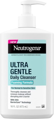 Picture of Neutrogena Ultra Gentle Foaming Facial Cleanser, Fragrance Free Hydrating Face Wash for Sensitive Skin, Daily Non Over Drying Makeup Remover, Hypoallergenic, Soap & Dye Free, Non-Comedogenic, 16 Fl Oz