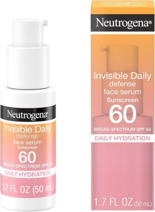 Picture of Neutrogena Invisible Daily Defense Broad Spectrum SPF 60, Antioxidants for Skin Glow, Hydrating Face Sunscreen Serum, Water Resistant (80 minutes), Oil-Free, Fragrance Free, Non Comedogenic, 1.7 Fl Oz