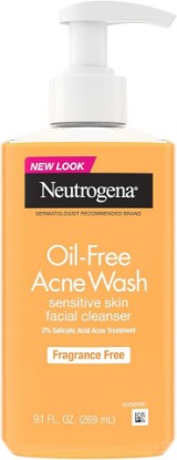 Picture of Neutrogena Oil-Free Acne Face Wash, Fragrance Free, Sensitive Skin Facial Cleanser with 2% Salicylic Acid Acne Treatment for Face, 9.1 Fl Oz