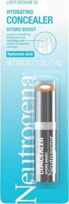 Picture of Neutrogena Hydro Boost Hydrating Concealer Stick, Makeup with Hyaluronic Acid for Dry Skin, Lightweight Oil-Free Cover-Up with Buildable Coverage, 30 Light/Medium, 0.12 Oz