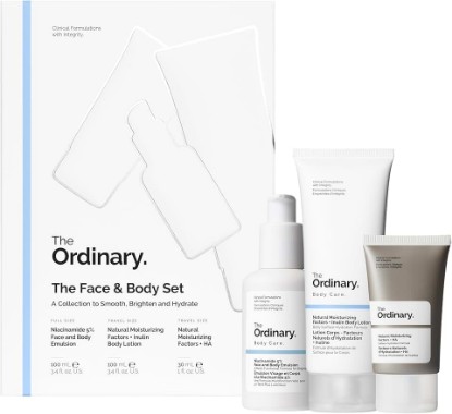 Picture of The Ordinary Face & Body Set Daily Skincare Routine with Niacinamide 5% Face & Body Emulsion, Natural Moisturizing Factors + Inulin Body Lotion, and Natural Moisturizing Factors + Hyaluronic Acid